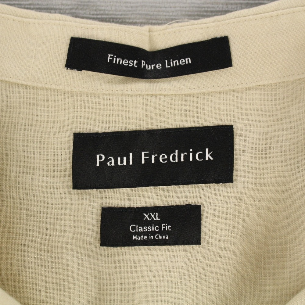 Paul Fredrick Linen Shirt Mens Size XXL Tan Classic Fit Short Sleeve - Picture 3 of 7